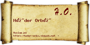 Héder Orbó névjegykártya